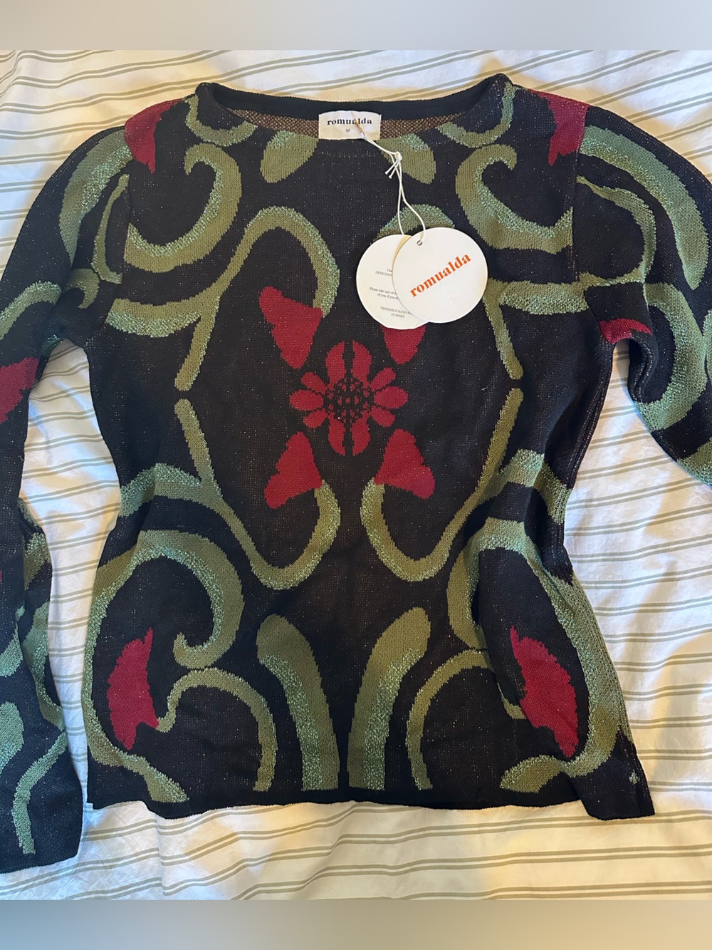 Romualda Black Floral Knit Sweater (Made in Spain) 🇪🇸